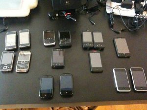 Sada testovacích mobílních zařízení pro vývoj jQuery Mobile.