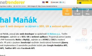 Má stránka vykreslená v Internet Explorer 9 pomocí IE NetRenderer.