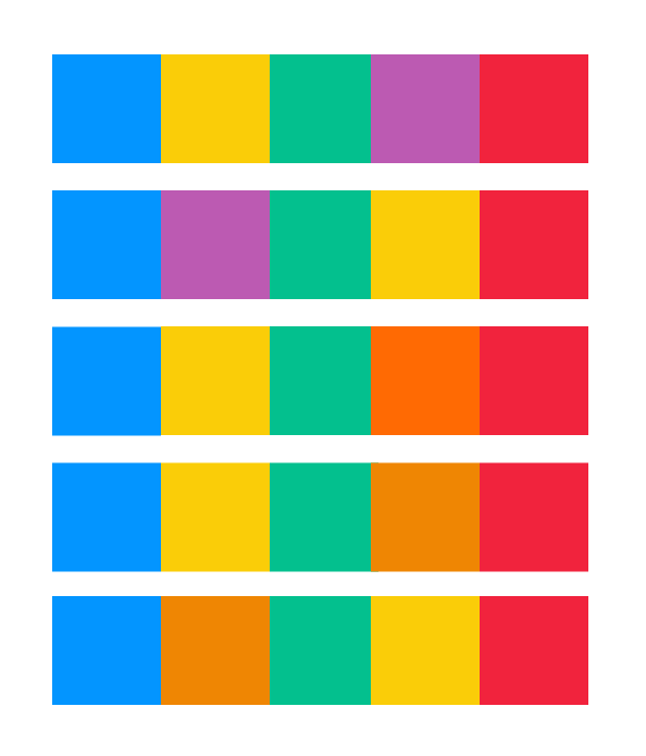 Kombinace barev z naší barevné palety.