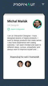 V LMC jsem přemýšlel o tom, jak udělat listování profily lidí trochu . Inspiroval jsem se tím, jak by si člověk procházel papíry ze složky (třeba životopisy).
