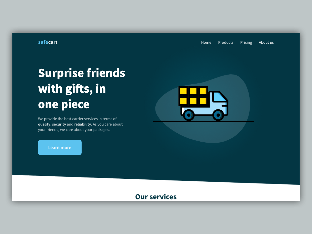 Landing page, kterou jsem v rámci výzvy navrhl.